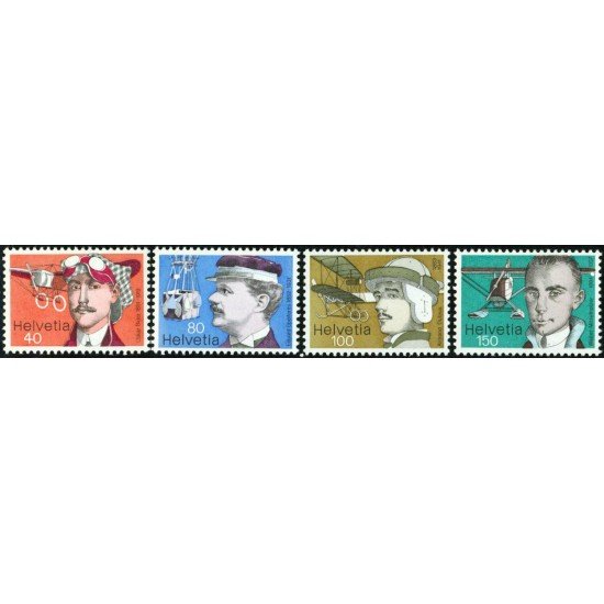 TRA2  Suiza Switzerland 1017/20 1976 Pioneros suizos de la aviación  MNH