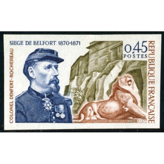 FAU1/S France Francia Nº 1660 Sin dentar 1970 Centº del sitio de Belfort Lujo FAU1/S France Francia Nº 1660 Sin dentar 1970 Centº del sitio de Belfort Lujo