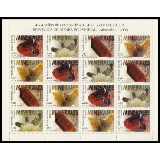 Guinea Ecuatorial 322/25 2004 Minihojita Minerales Minerals MNH