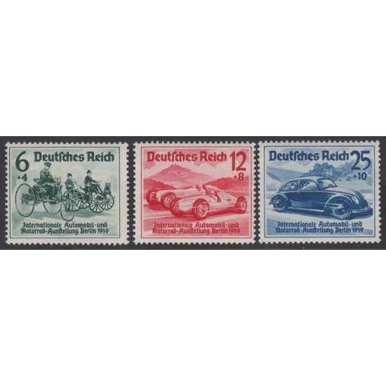 Alemania Imperio Germany Empire Nº 627/29 B141-B143 1939 Salón Automovil MNH