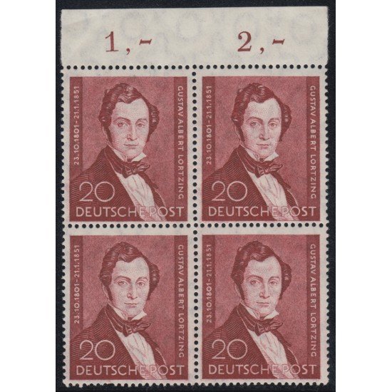Alemania Berlin Nº 60 9N69 Bl. 4 1951 Gustav Albert Lortzing MNH