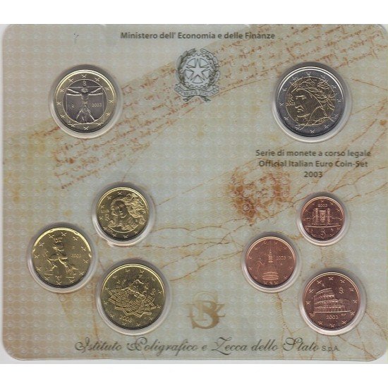 Monedas Euros Italia Cartera 2003 Monedas Euros Italia Cartera 2003