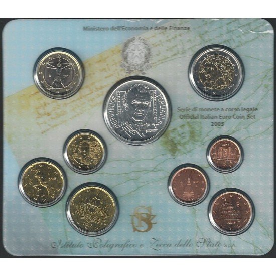 Monedas Euros Italia Cartera 2005 (+ moneda 5 € plata)