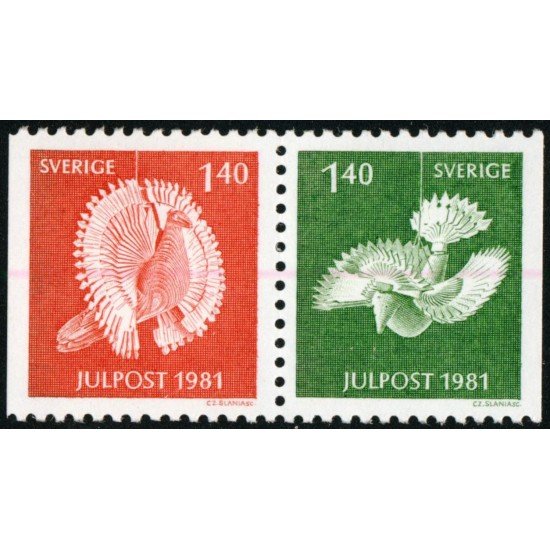 FAU2 Suecia Sweden 1158a  1981 Pájaros tallados en madera  MNH