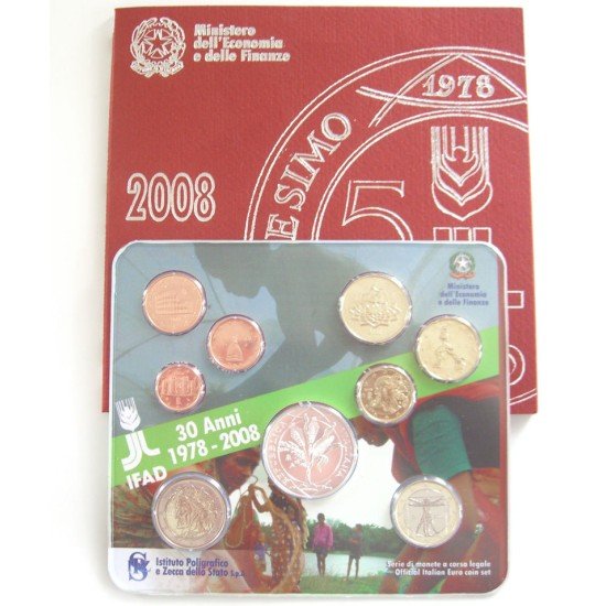 Monedas Euros Italia Cartera 2008 (+ moneda 5 € plata)