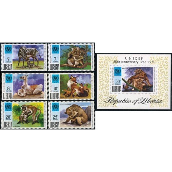 FAU3 Liberia 542/47 + HB 56 Sin dentar 1971 MNH FAU3 Liberia 542/47 + HB 56 Sin dentar 1971 MNH