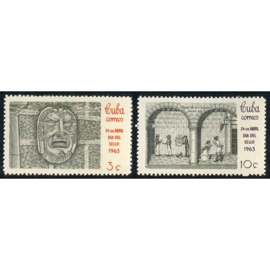 FAU3 Cuba 665/66 1963 Buzón Colonial Plaza de la Catedral SXIX MNH FAU3 Cuba 665/66 1963 Buzón Colonial Plaza de la Catedral SXIX MNH