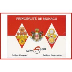 Monaco  2001 Cartera Oficial Monedas € euro Set 