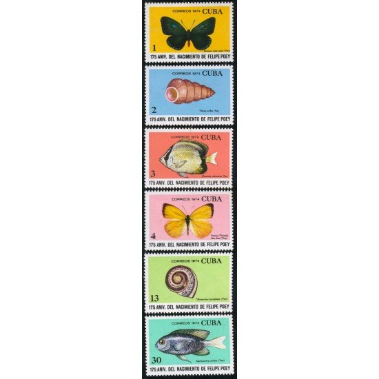 FAU5 Cuba 1768/73 1974 Fauna mariposas peces MNH FAU5 Cuba 1768/73 1974 Fauna mariposas peces MNH