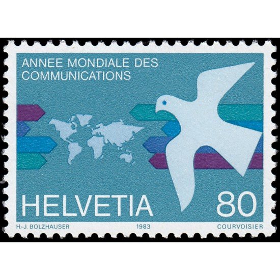 FAU5 Suiza Switzerland 1188 1983 Mapa del mundo, flechas y paloma de la paz MNH FAU5 Suiza Switzerland 1188 1983 Mapa del mundo, flechas y paloma de la paz MNH