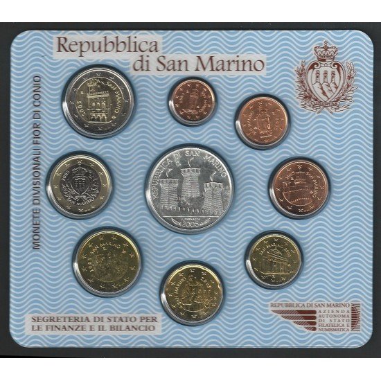 Monedas Euros San Marino Cartera 2005 + 5€ (plata) Monedas Euros San Marino Cartera 2005 + 5€ (plata)