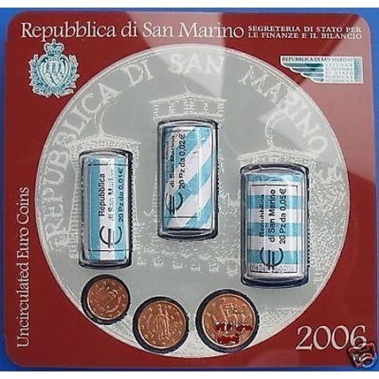 Monedas Euros San Marino Cartera 2006 (1 cts., 2 cts., 5cts.) Monedas Euros San Marino Cartera 2006 (1 cts., 2 cts., 5cts.)