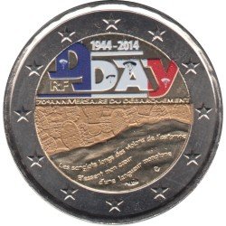 Francia 2014 2 € euros conmemorativos 70º Av Desembarco Normandía Color 