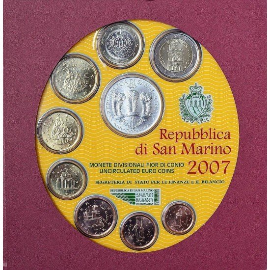 Monedas Euros San Marino Cartera 2007 + 5€ (plata) Monedas Euros San Marino Cartera 2007 + 5€ (plata)