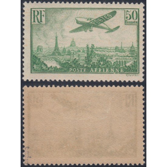 Francia France A 14  1936 50 francs vert AVION SURVOLANT PARIS MH
