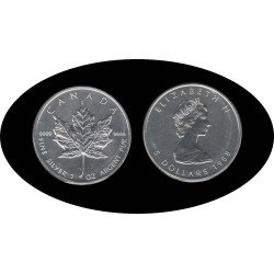 Canadá Canada 1 OZ onza 1988 Maple Leaf Elisabeth II  5$ Plata Ag