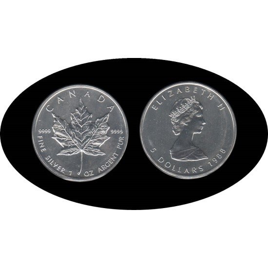 Canadá Canada 1 OZ onza 1988 Maple Leaf Elisabeth II  5$ Plata Ag