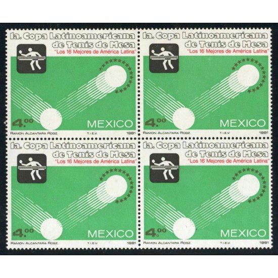 TEM México 922  Bl.4  1981 1º Copa Latinoamericana de Tenis de Mesa MNH
