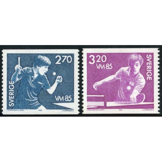 TEN  Suecia Sweden 1308/09 1985 Campeonatos del mundo de tenis mesa MNH