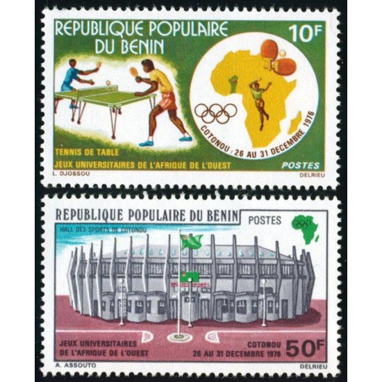TEN  Benín  Nº 386/87   1976 deportes tenis de mesa  MNH