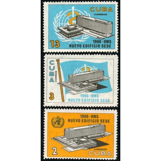 MED Cuba 993/95 1966 Edificio sede de la Organización Mundial de la Salud MNH MED Cuba 993/95 1966 Edificio sede de la Organización Mundial de la Salud MNH