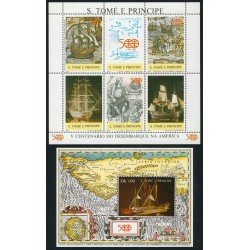 COL Santo Tomás y Príncipe  Nº 884/86 + HB 52  1987  Colon Columbus  MNH 