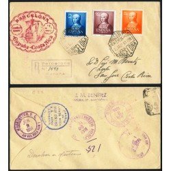 COL España Carta Barcelona a Costa Rica 1951 Nº 1092-1094-1095 COL España Carta Barcelona a Costa Rica 1951 Nº 1092-1094-1095