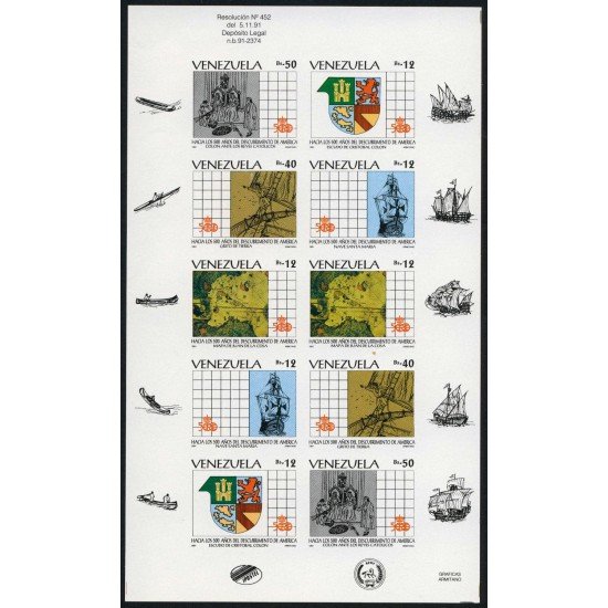 Col Venezuela Nº 1569/78 MP Sin dentar 1991 MNH Col Venezuela Nº 1569/78 MP Sin dentar 1991 MNH