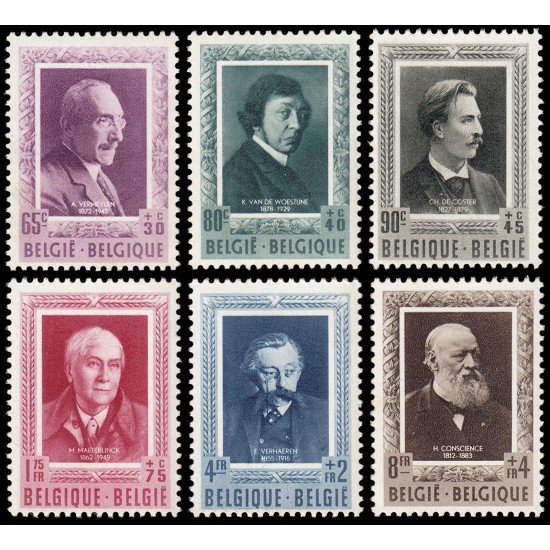Bélgica Belgium Nº 892/97 1952 Escritores Belgas MNH Bélgica Belgium Nº 892/97 1952 Escritores Belgas MNH