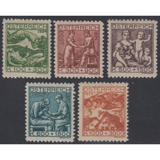 Österreich Austria 326/30 1924 Artistas Necesitados MH