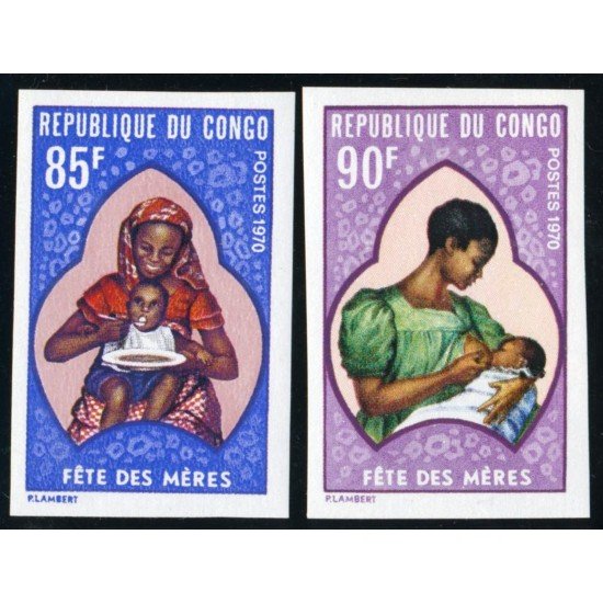 VAR1 Congo francés Nº 263/64  Sin dentar  1970  MNH