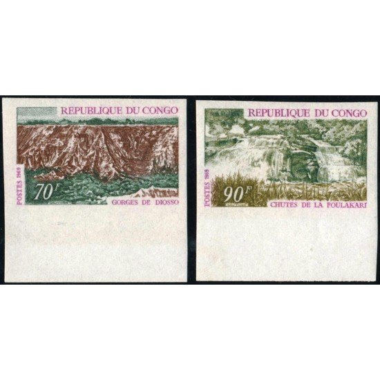 VAR1 Congo francés  Nº 252/53 Sin dentar  1970 Turismo Paisajes Lujo