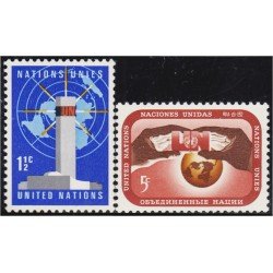 Naciones Unidas New York 159/60 1967 Sede de la ONU y globo MNH Naciones Unidas New York 159/60 1967 Sede de la ONU y globo MNH