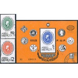 VAR2 Mexico 285/86 + HB 15 1968 Efimex 68 Exposición Filatélica Internacional Usado