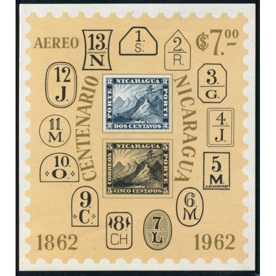 Nicaragua HB 99 1962 Centenario del timbre Nacional MNH Nicaragua HB 99 1962 Centenario del timbre Nacional MNH