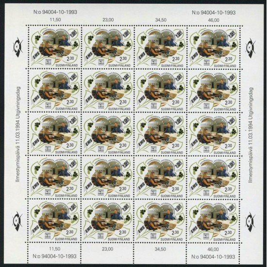 VAR3 Finlandia  Nº 1210 MP 1994 Cent. de la Fed. de funcionarios de correos  MNH