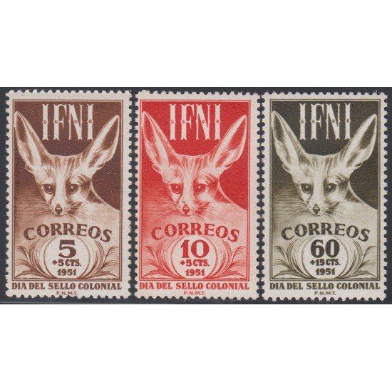 Ifni 76/78 1951 Día del sello Fauna MNH Ifni 76/78 1951 Día del sello Fauna MNH