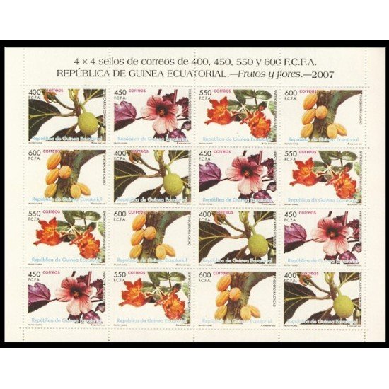 Guinea Ecuatorial 393/96 2007 Minihojita Frutos y flores Flora Minihojita Guinea Ecuatorial 393/96 2007 Minihojita Frutos y flores Flora Minihojita