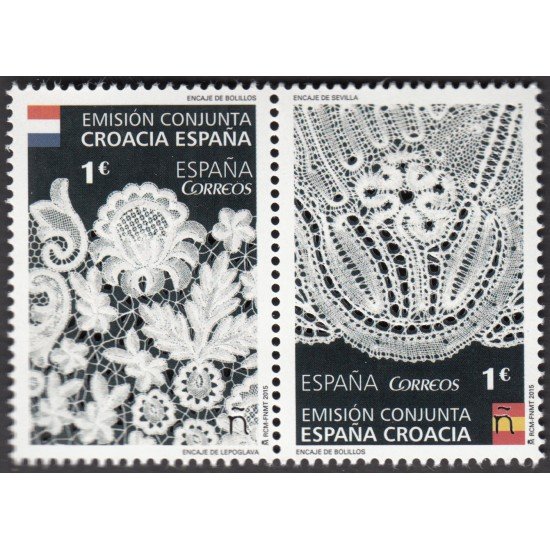 España Spain Emisión conjunta 2015 España-Croacia Encaje de Bolillos MNH España Spain Emisión conjunta 2015 España-Croacia Encaje de Bolillos MNH