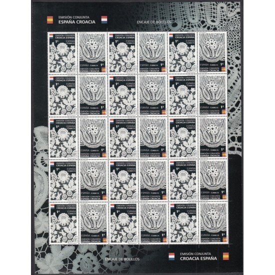España Spain Emisión conjunta 2015 España-Croacia Pliego Encaje de Bolillos MNH