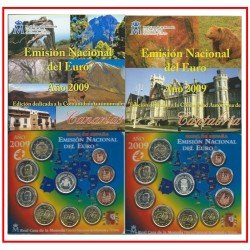 España Spain 2009 2 Carteras Oficiales Euros € Serie Autonomías Canarias y Cantabria + 2€ com. EMU + 2 medallas plata escudo España Spain 2009 2 Carteras Oficiales Euros € Serie Autonomías Canarias y Cantabria + 2€ com. EMU + 2 medallas plata escudo