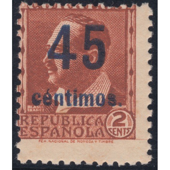 España Spain NE 28 1938 No Emitido No expendido Blasco Ibañez MH 