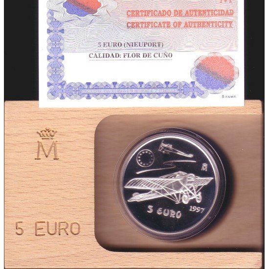 España Spain 1997 Cartera Euros conmemorativos Aviación Moneda 5€ plata FNMT España Spain 1997 Cartera Euros conmemorativos Aviación Moneda 5€ plata FNMT