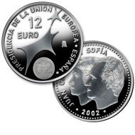 España Spain  2002 12euros Presidencia Unión Europea   Plata Ag