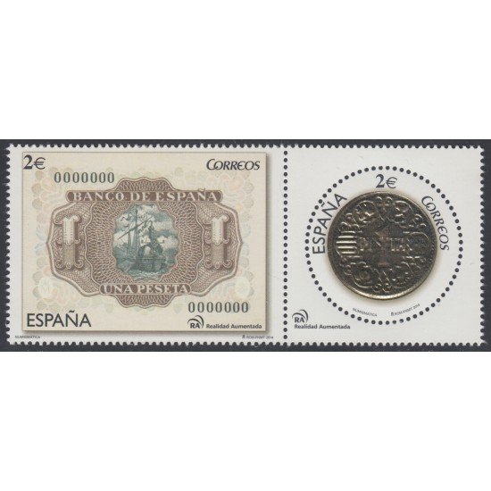 España Spain 4919/20 2014 Sellos con Realidad Aumentada Numismátitica MNH