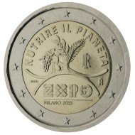 Italia 2015 2 € euros conmemorativos Expo de Milán Italia 2015 2 € euros conmemorativos Expo de Milán