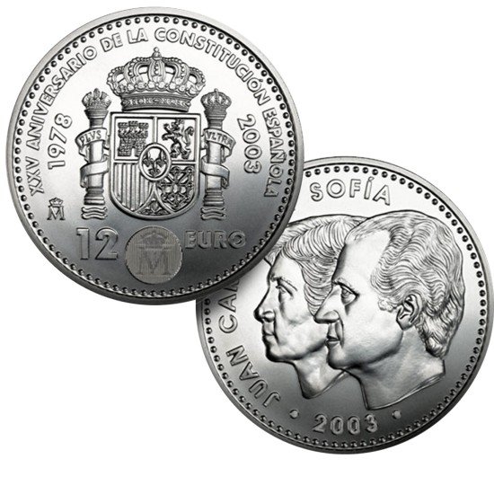 España Spain 2003 12 euros  XXV Aniv. de la Constitución Española Plata Ag