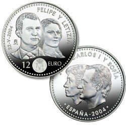 España Spain 2004 12 euros Boda Príncipes Plata Ag
