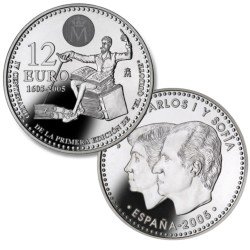 España Spain 2005 12 euros IV Centenario de la publicación de El Quijote Plata Ag