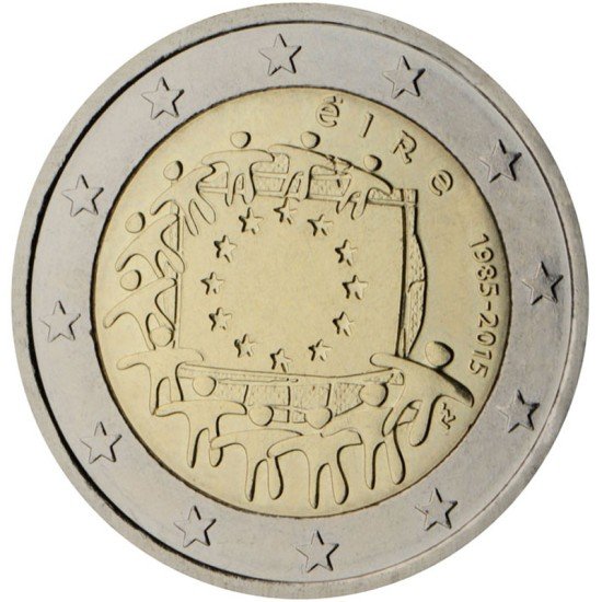 Irlanda  2015 2 € euros conmemorativos XXX Aniversario bandera